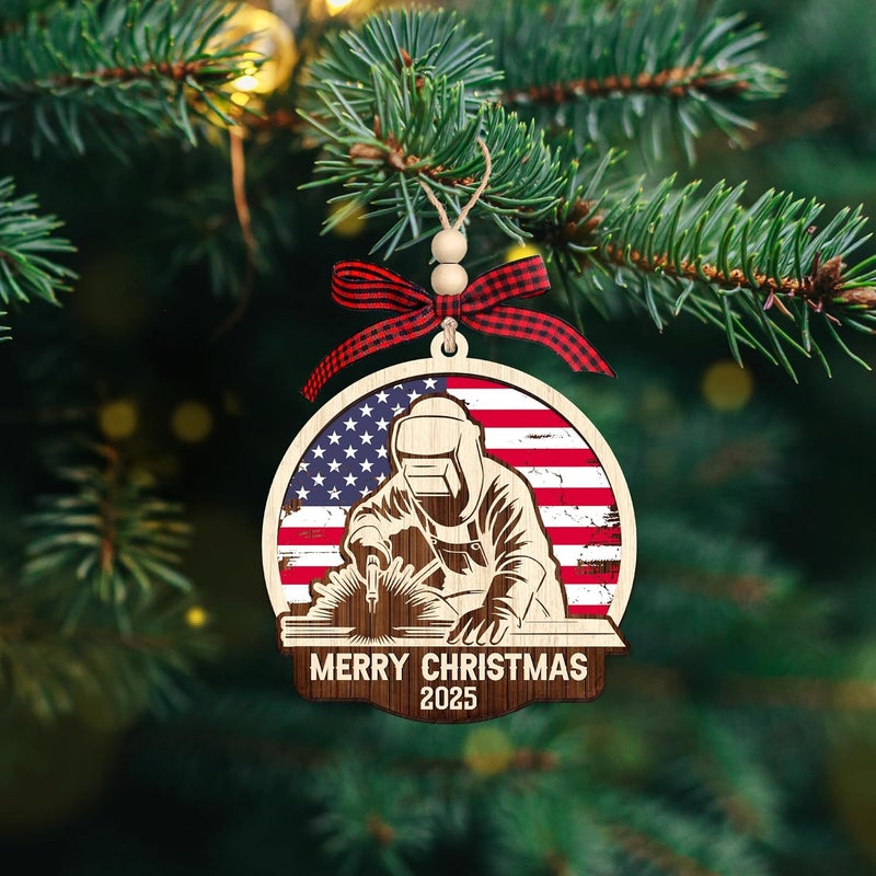 HEXMOZ Welder Ornament for Christmas Tree - Welding Ornaments - Welder Gifts, Welding Gifts for Men, Women - Merry Christmas Wood Ornament 2025 Decoration - Image 4